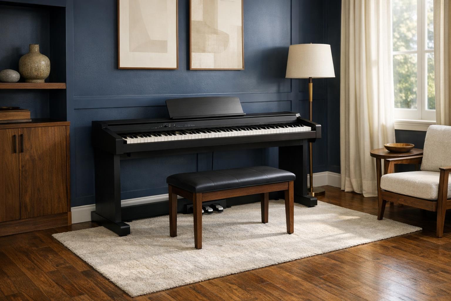 Choosing an 88-Key Digital Piano AI-generated editorial illustration.