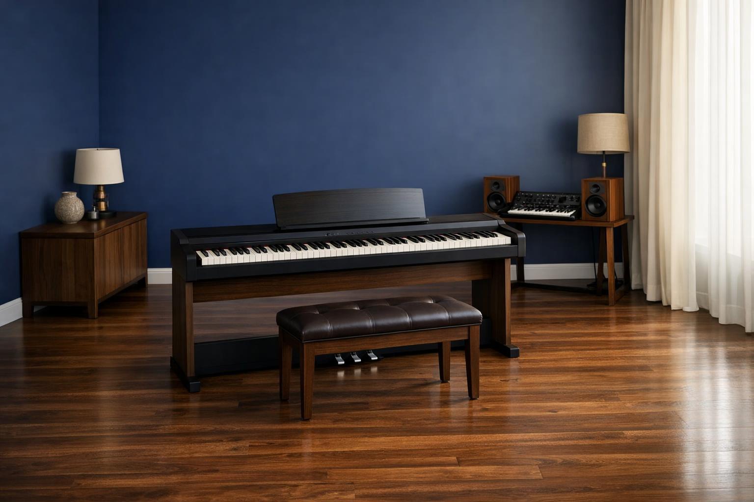 Portable Digital Pianos: Compare Full-Size Keyboards AI-generated editorial illustration.