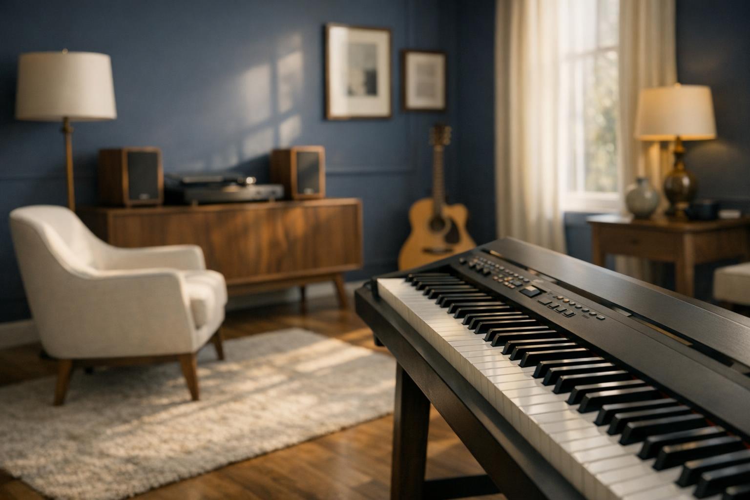 Polyphony and Piano Sounds: Reading Specifications AI-generated editorial illustration.